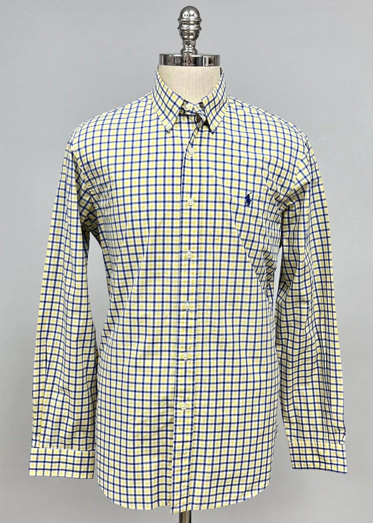 Camisa Polo Ralph Lauren 🏇🏼 con patron de cuadros amarillo, azul y blanco Talla S y M Entalle Clásico