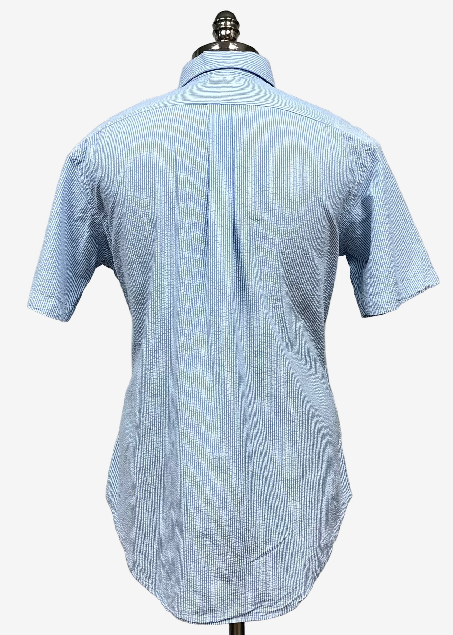 Camisa de botones Polo Ralph Lauren 🏇🏼 Seersucker de rayas en celeste y blanco Talla L Entalle Clásico