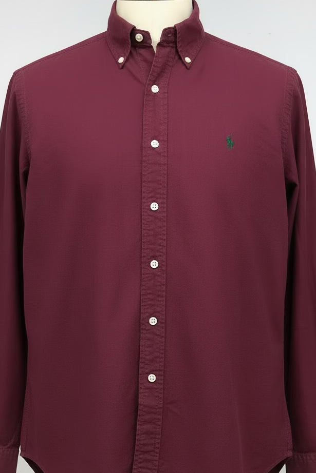 Camisa de botones Polo Ralph Lauren 🏇🏼 Oxford en color rojo oscuro Talla XXL Entalle Regular
