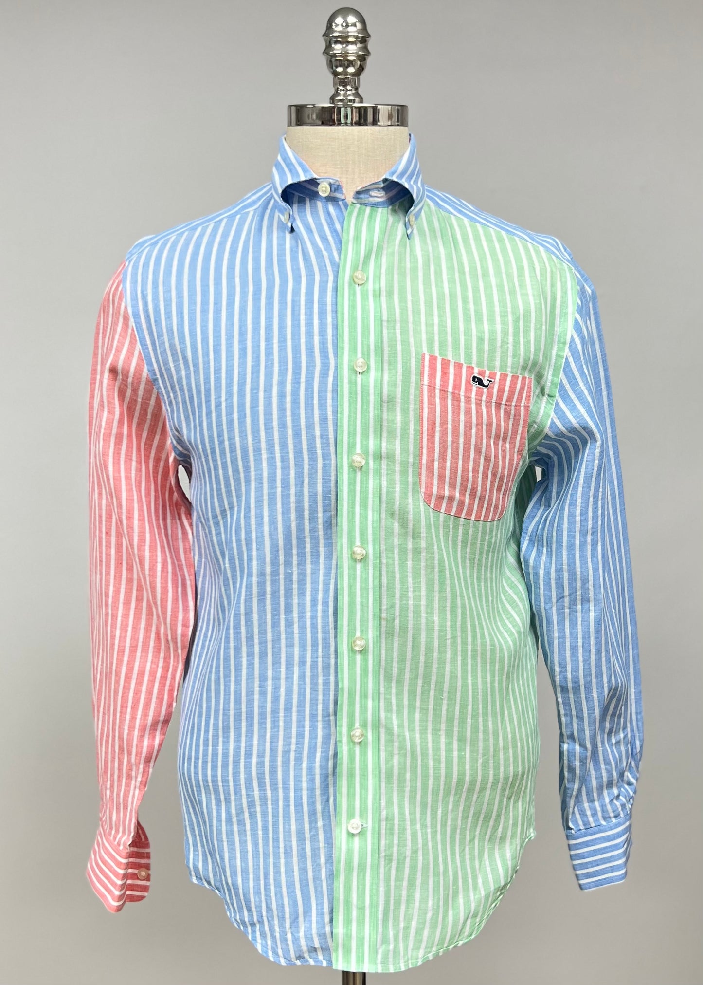 Camisa de botones Vineyard Vines 🐳 De Lino con patrón de rayas multicolor Talla L Entalle Clásico