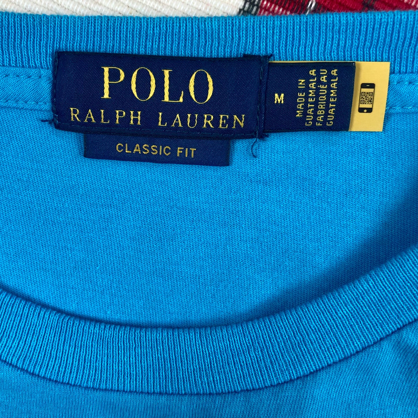 Camiseta cuello redondo Polo Ralph Lauren 🏇🏼 color azul con diseño de logo en naranja Talla Medium Entalle Clásico