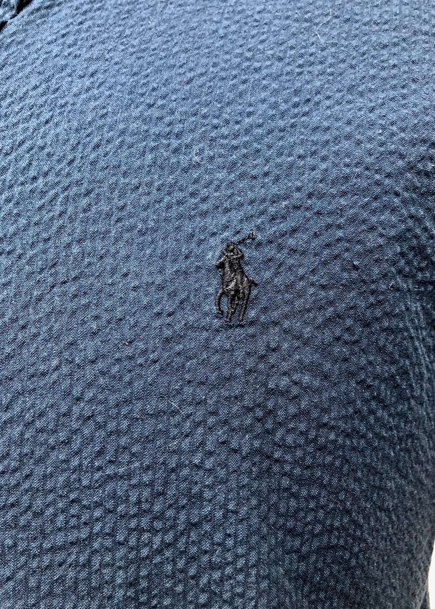 Camisa Polo Ralph Lauren 🏇🏼 Color azul navy Seersucker Talla M Entalle Clásico