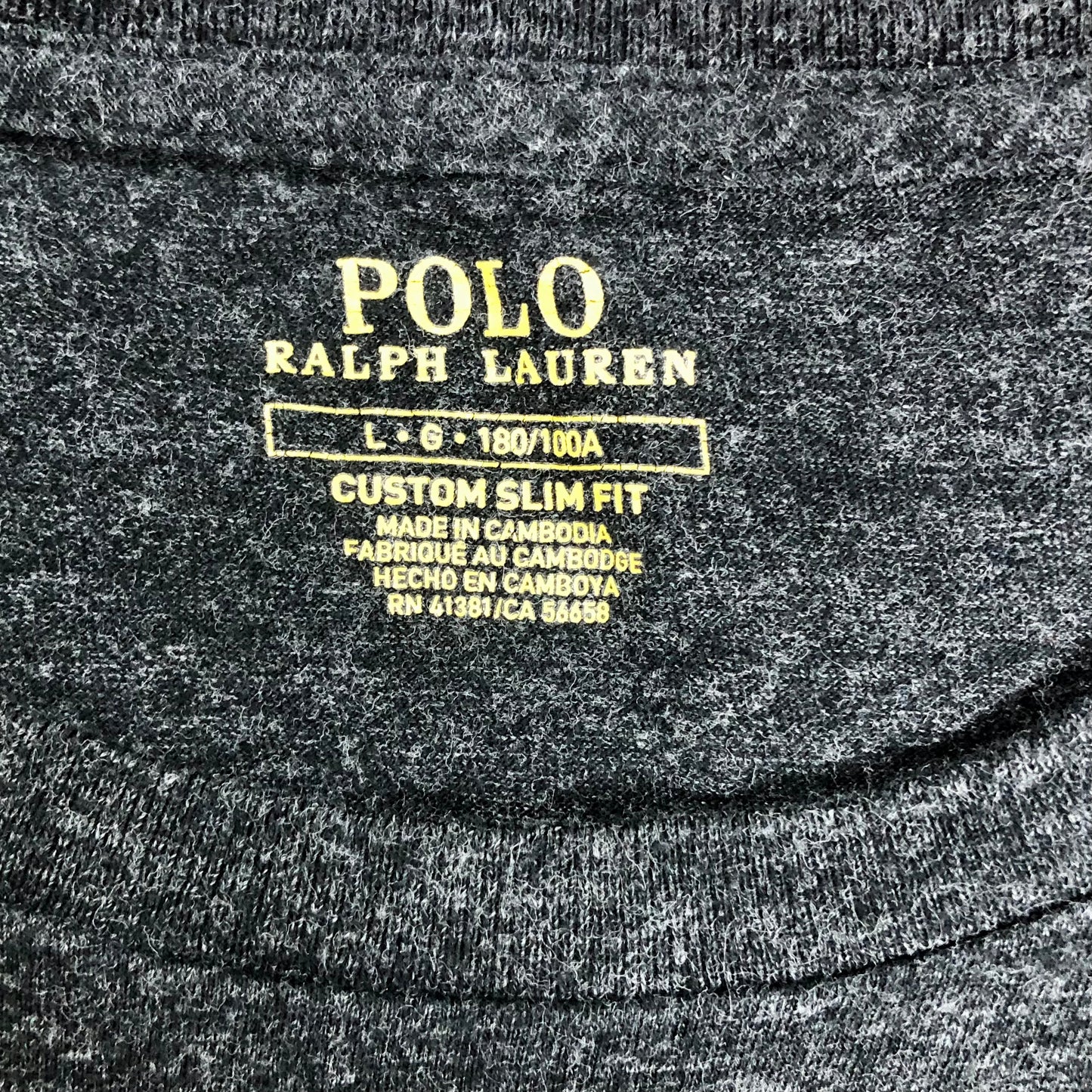 Camiseta cuello redondo Polo Ralph Lauren 🏇🏼 color gris oscuro manga larga Talla L Custom Slim Fit