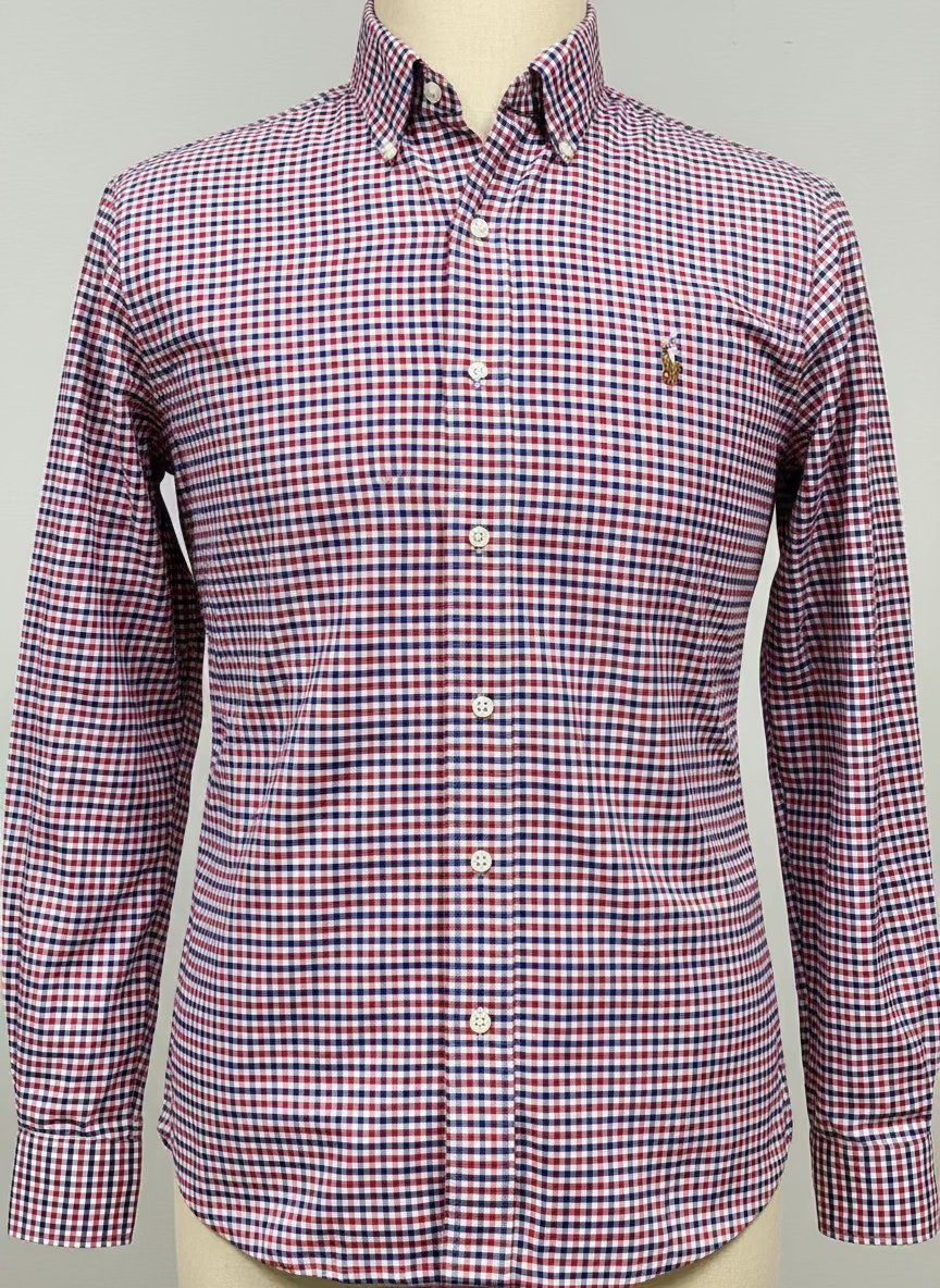 Camisa de botones Polo Ralph Lauren 🏇🏼 Oxford de cuadros rojo, azul y blanco Talla M Entalle Regular