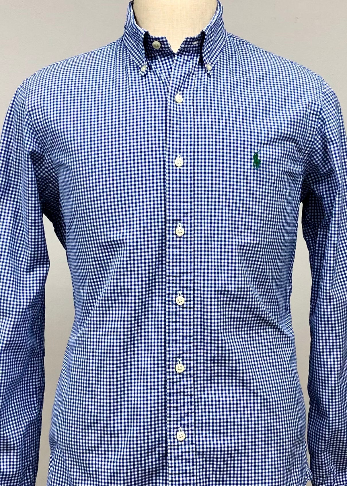 Camisa Polo Ralph Lauren 🏇🏼 con patron de cuadros gingham azul y blanco Talla L Entalle Regular