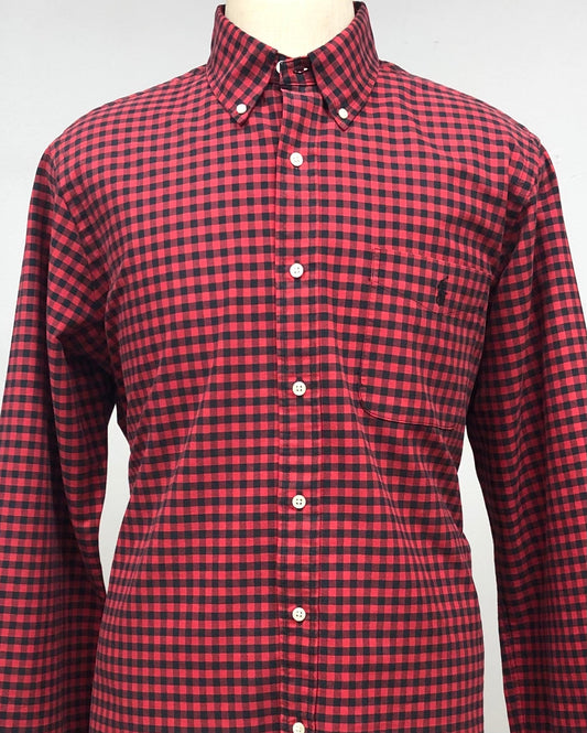 Camisa Polo Ralph Lauren 🏇🏼 con patron de cuadros gingham rojo y negro Talla L Entalle Clásico