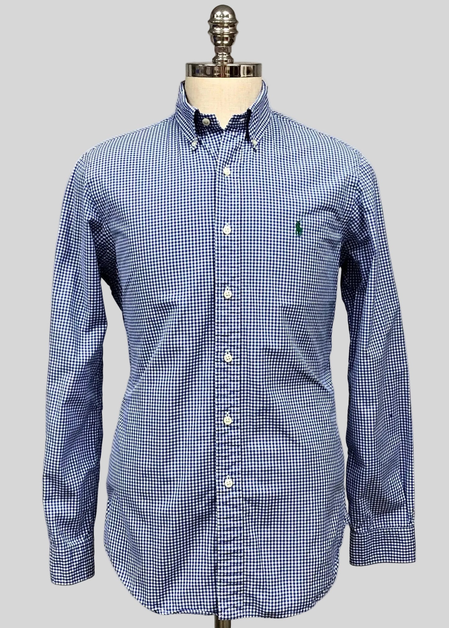 Camisa Polo Ralph Lauren 🏇🏼 con patron de cuadros gingham azul y blanco Talla L Entalle Regular