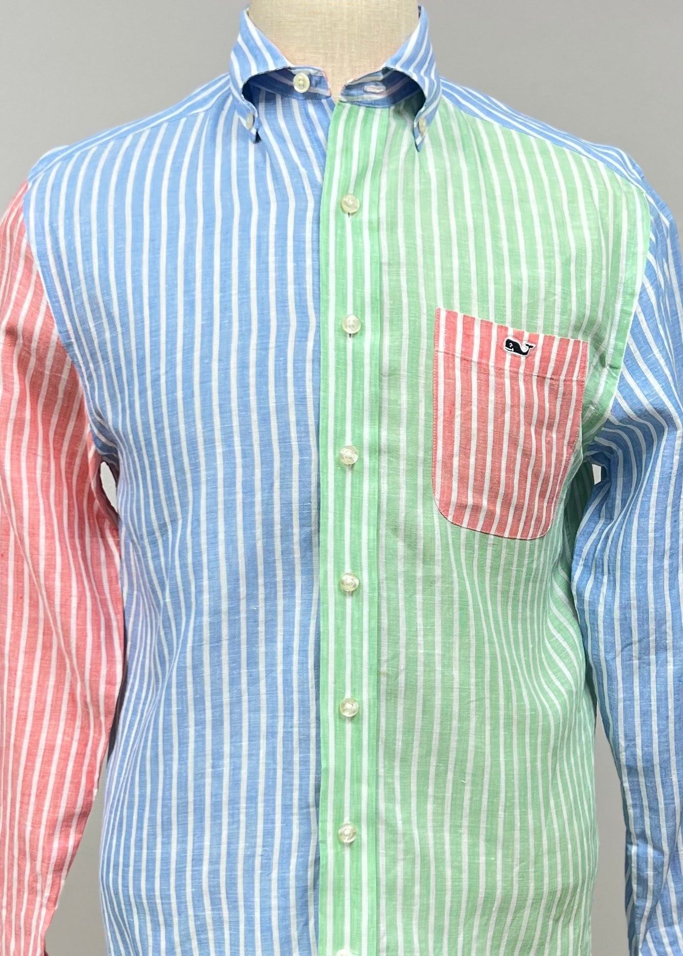 Camisa de botones Vineyard Vines 🐳 De Lino con patrón de rayas multicolor Talla L Entalle Clásico