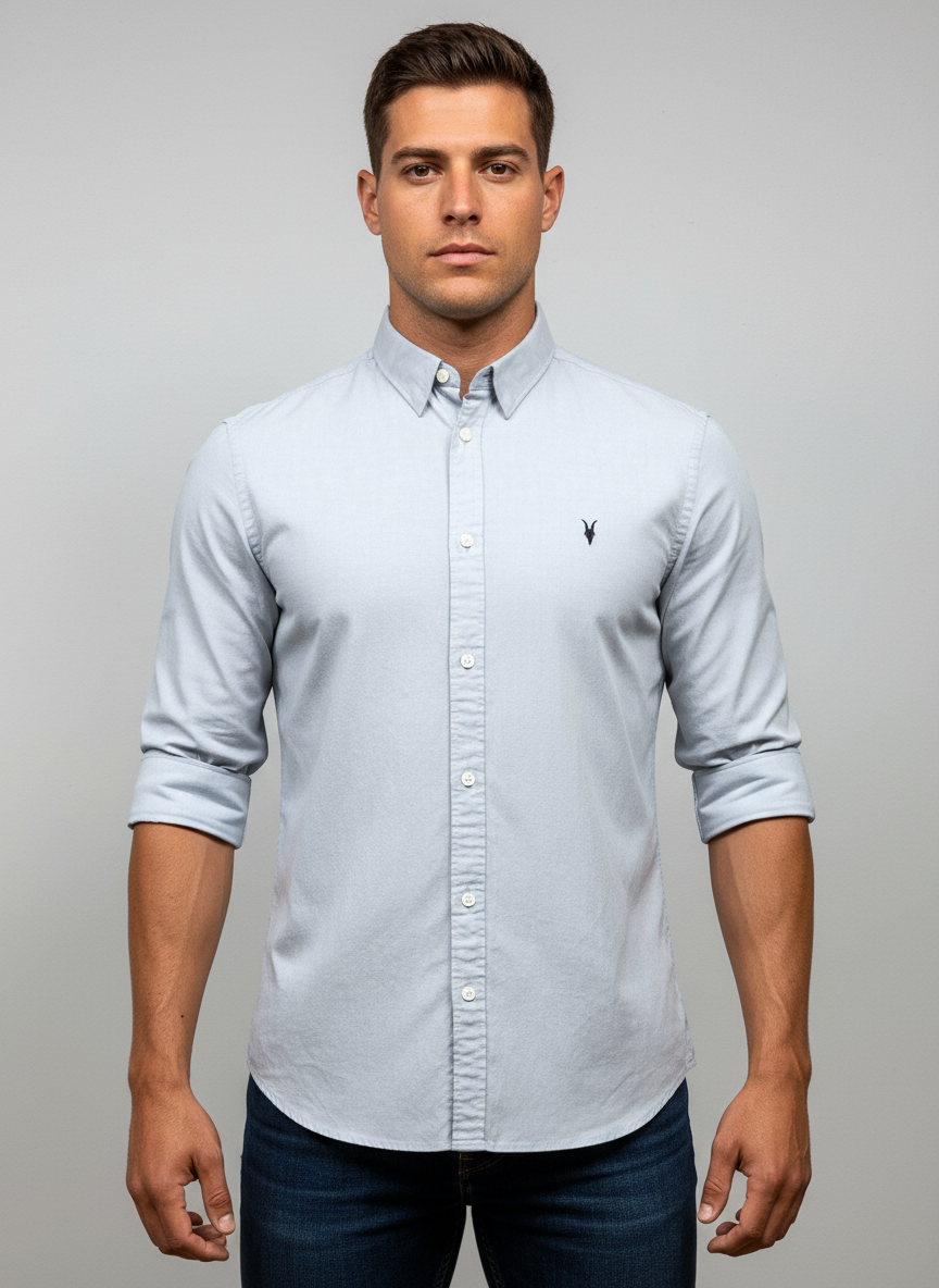Camisa de botones Allsaints 🦌 color gris Talla M Entalle Regular