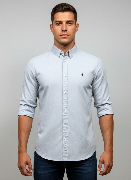 Camisa de botones Allsaints 🦌 color gris Talla M Entalle Regular