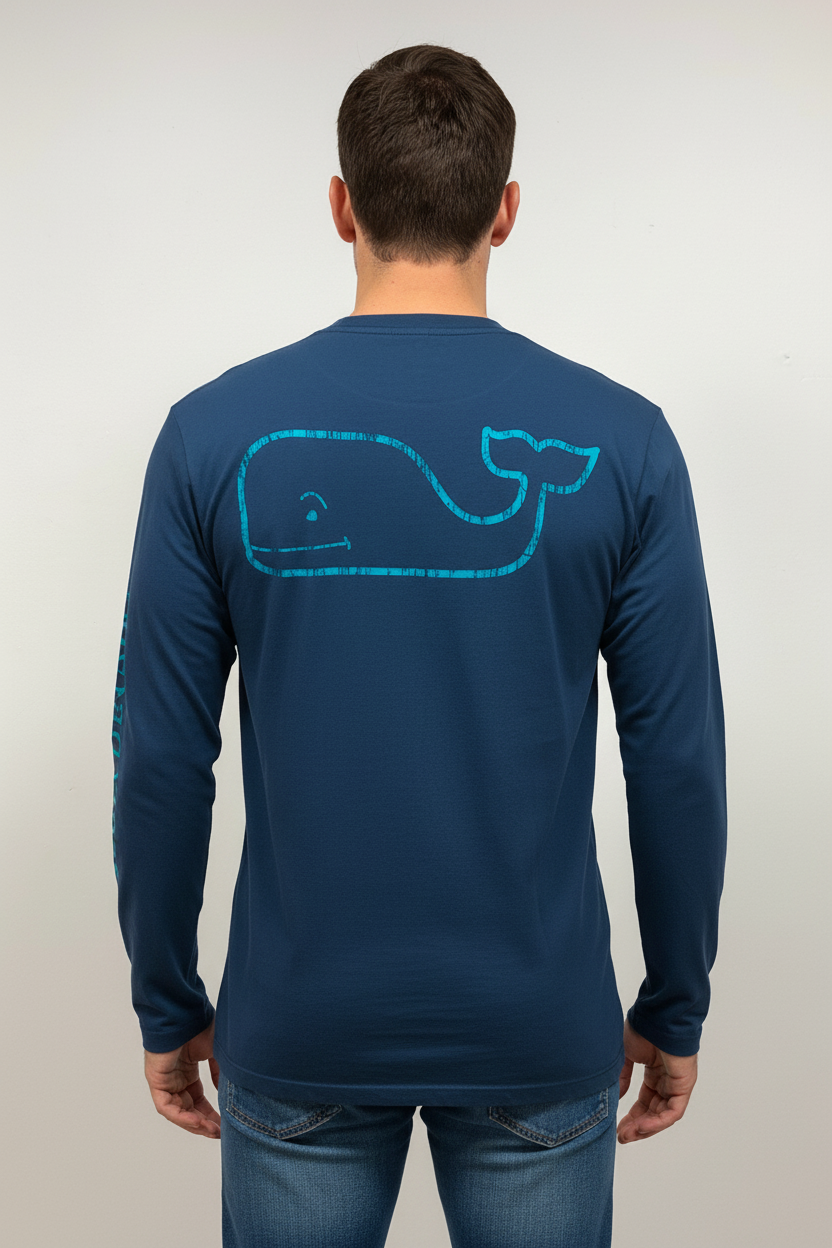 Camiseta de bolsillo Vineyard Vines 🐳 color azul oscuro con Diseño de ballena Talla XL