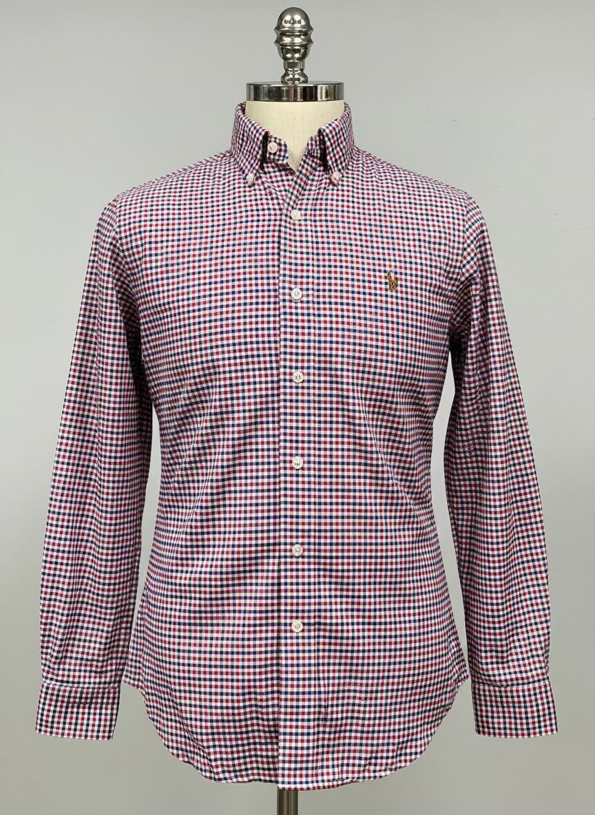 Camisa de botones Polo Ralph Lauren 🏇🏼 Oxford de cuadros rojo, azul y blanco Talla M Entalle Regular