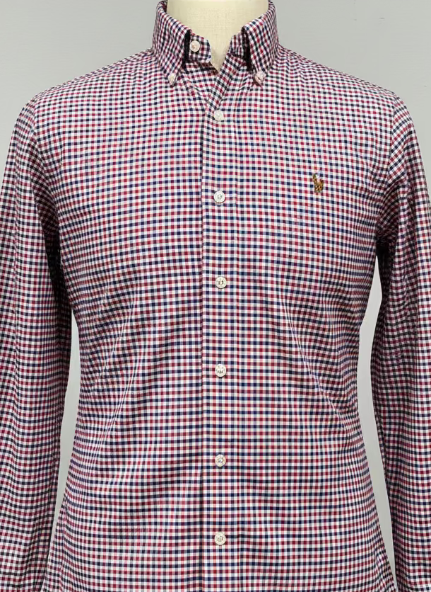 Camisa de botones Polo Ralph Lauren 🏇🏼 Oxford de cuadros rojo, azul y blanco Talla M Entalle Regular