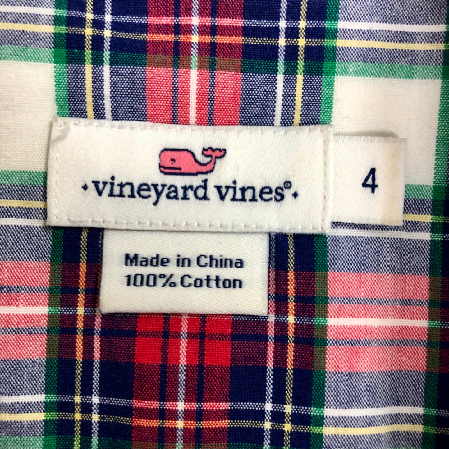 Camisa de mujer Vineyard Vines 🐳 con patrón de cuadros tartán en rojo, azul y blanco Talla S (4) Entalle Regular