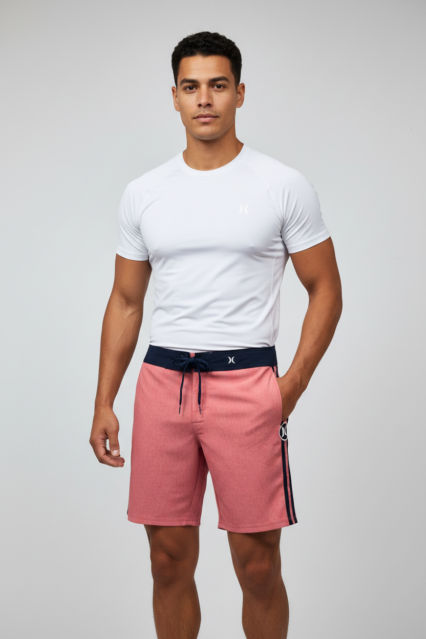 Short de baño Hurley 🏄🏽‍♂️ color rosado magenta y logo en color negro Talla Small