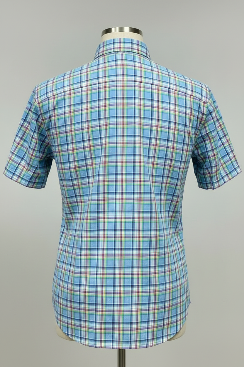 Camisa Polo Ralph Lauren 🏇🏼 color Celeste de cuadros en rosado y verde Talla M Entalle Regular