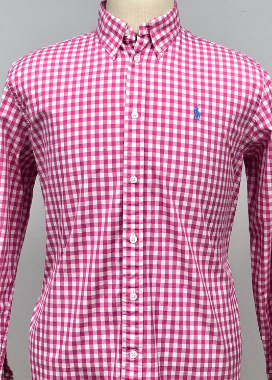 Camisa de botones Polo Ralph Lauren 🏇🏼 con patrón de cuadros en rosado y blanco Talla M Entalle Clásico