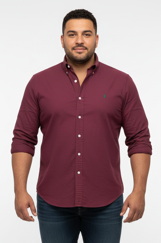 Camisa de botones Polo Ralph Lauren 🏇🏼 Oxford en color rojo oscuro Talla XXL Entalle Regular