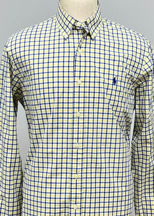 Camisa Polo Ralph Lauren 🏇🏼 con patron de cuadros amarillo, azul y blanco Talla S y M Entalle Clásico