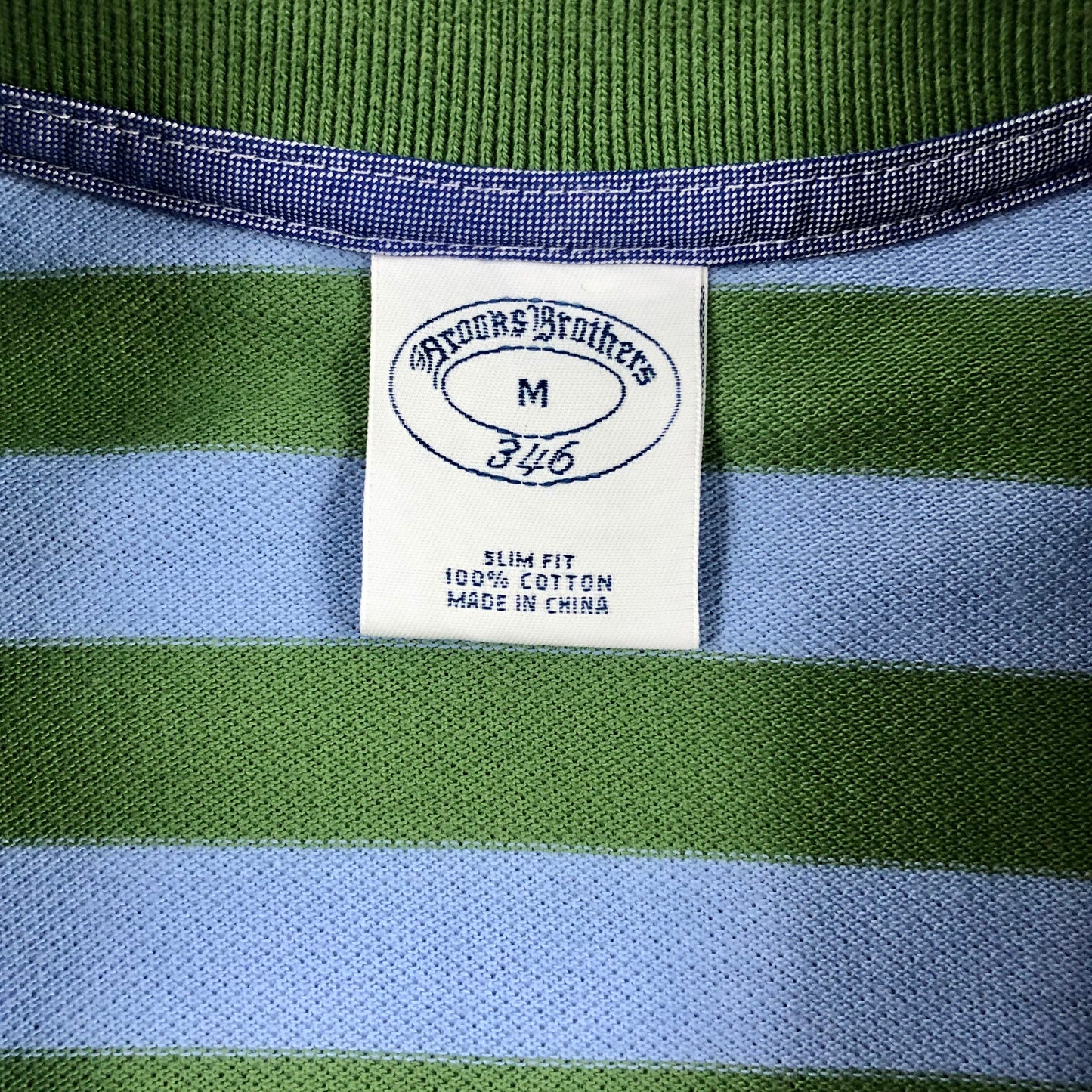 Camiseta Polo Brooks Brothers 🐑 con patrón de rayas celeste y verde Talla M Entalle Slim Fit