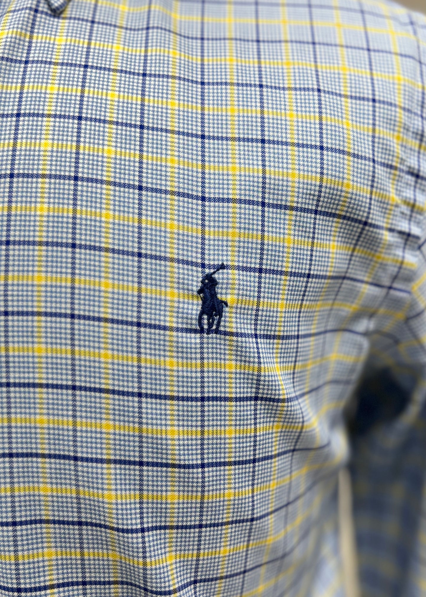 Camisa de botones Polo Ralph Lauren 🏇🏼 de cuadros en color celeste, azul y amarillo Talla M Entalle Regular