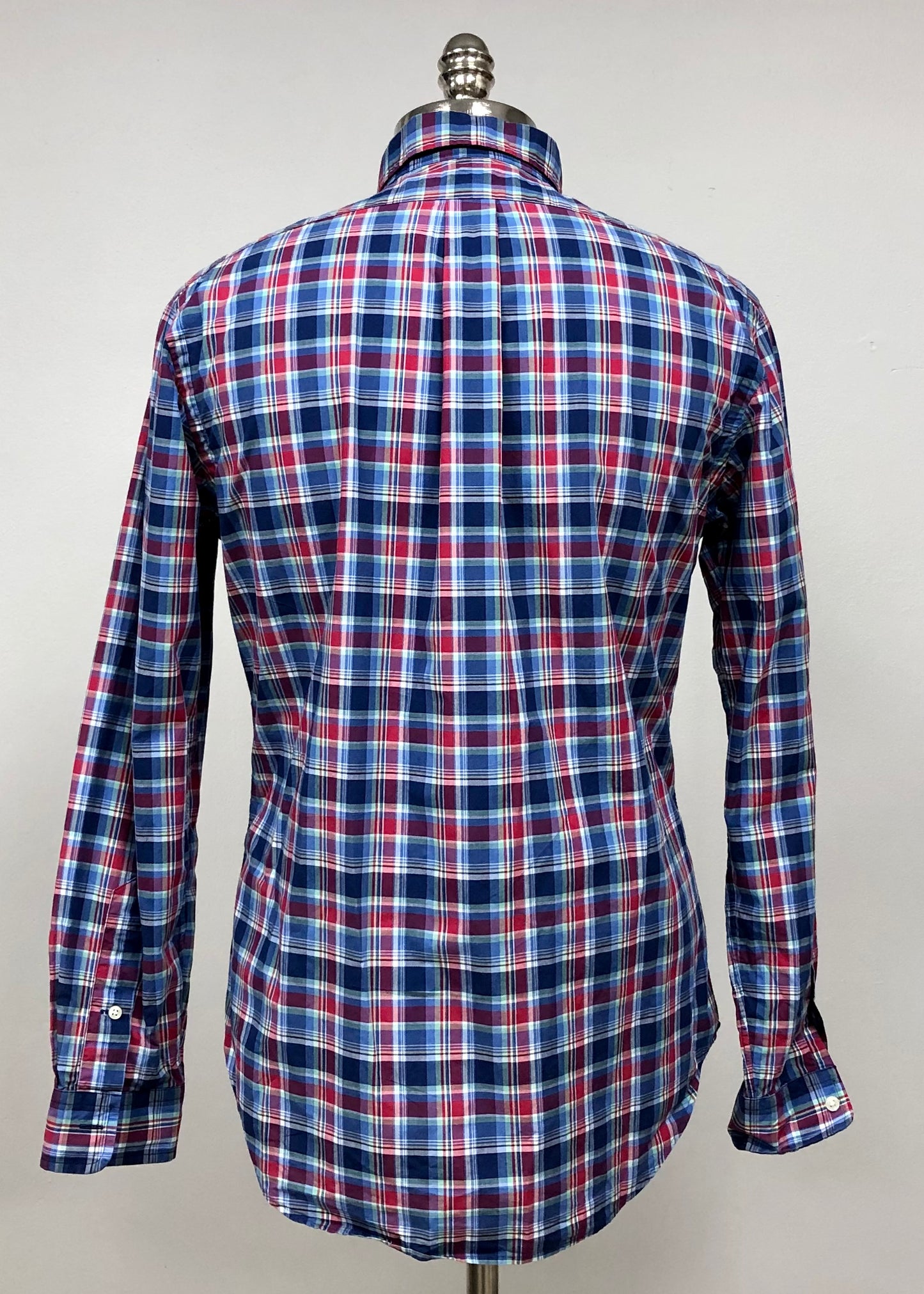 Camisa Polo Ralph Lauren 🏇🏼 con patrón de cuadros tartán azul, celeste y rojo Talla L Entalle Regular