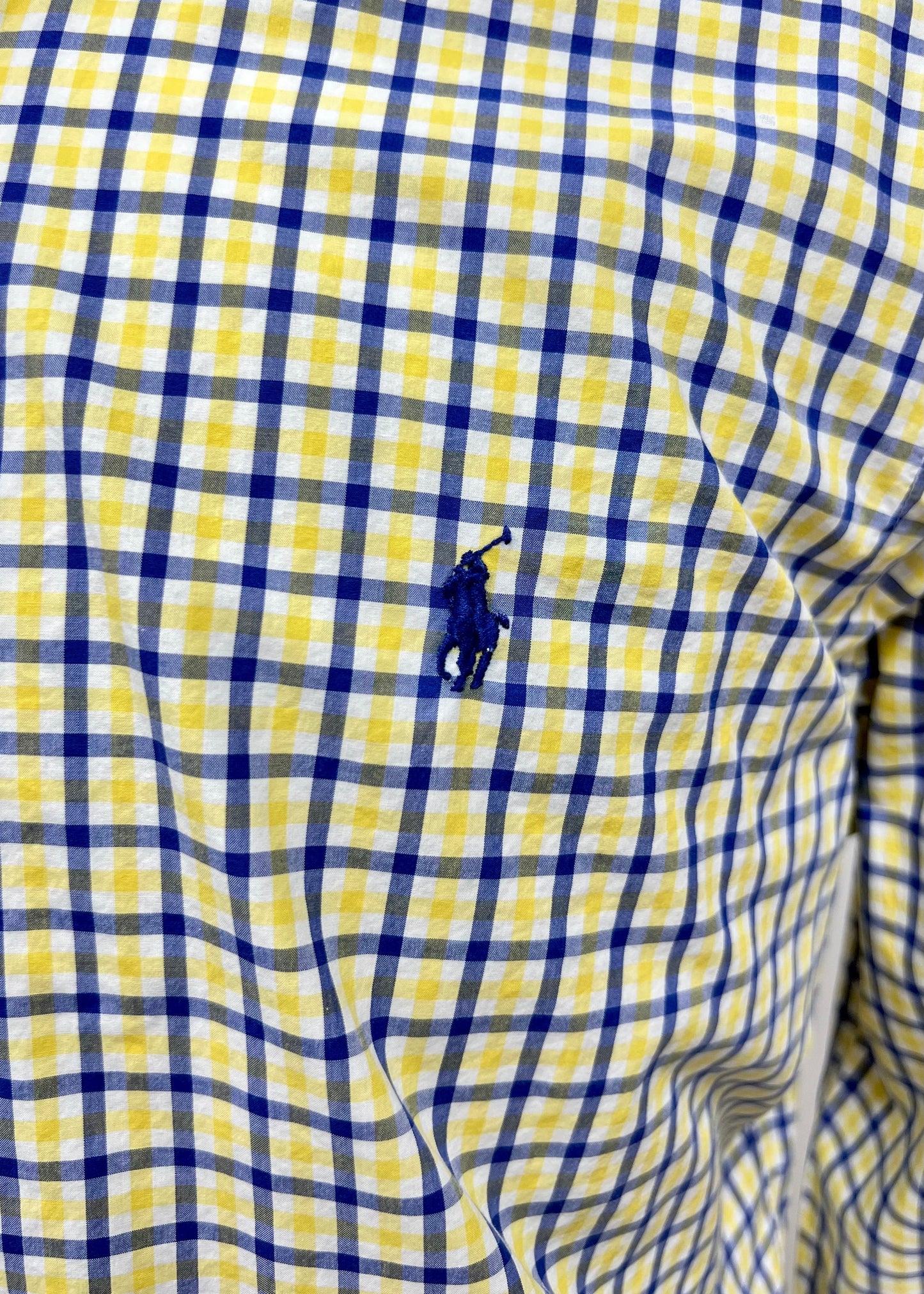 Camisa Polo Ralph Lauren 🏇🏼 con patron de cuadros amarillo, azul y blanco Talla S y M Entalle Clásico