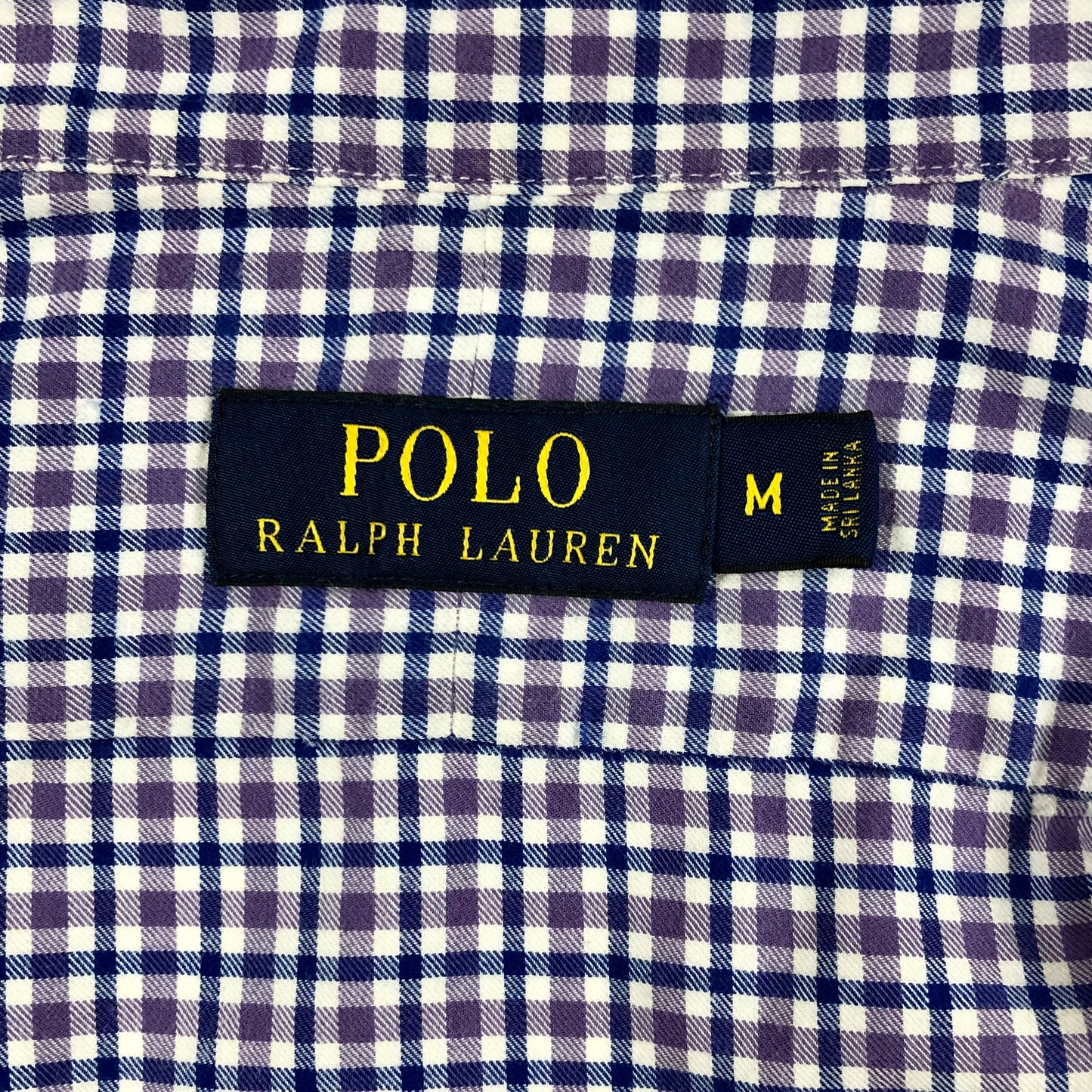 Camisa de botones Polo Ralph Lauren 🏇🏼 color blanco con cuadros morado y azul Talla M Entalle Regular