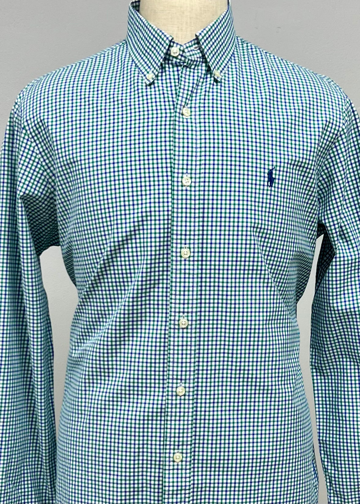 Camisa de botones Polo Ralph Lauren 🏇🏼 de cuadros verde, azul y blanco Talla M Entalle Regular