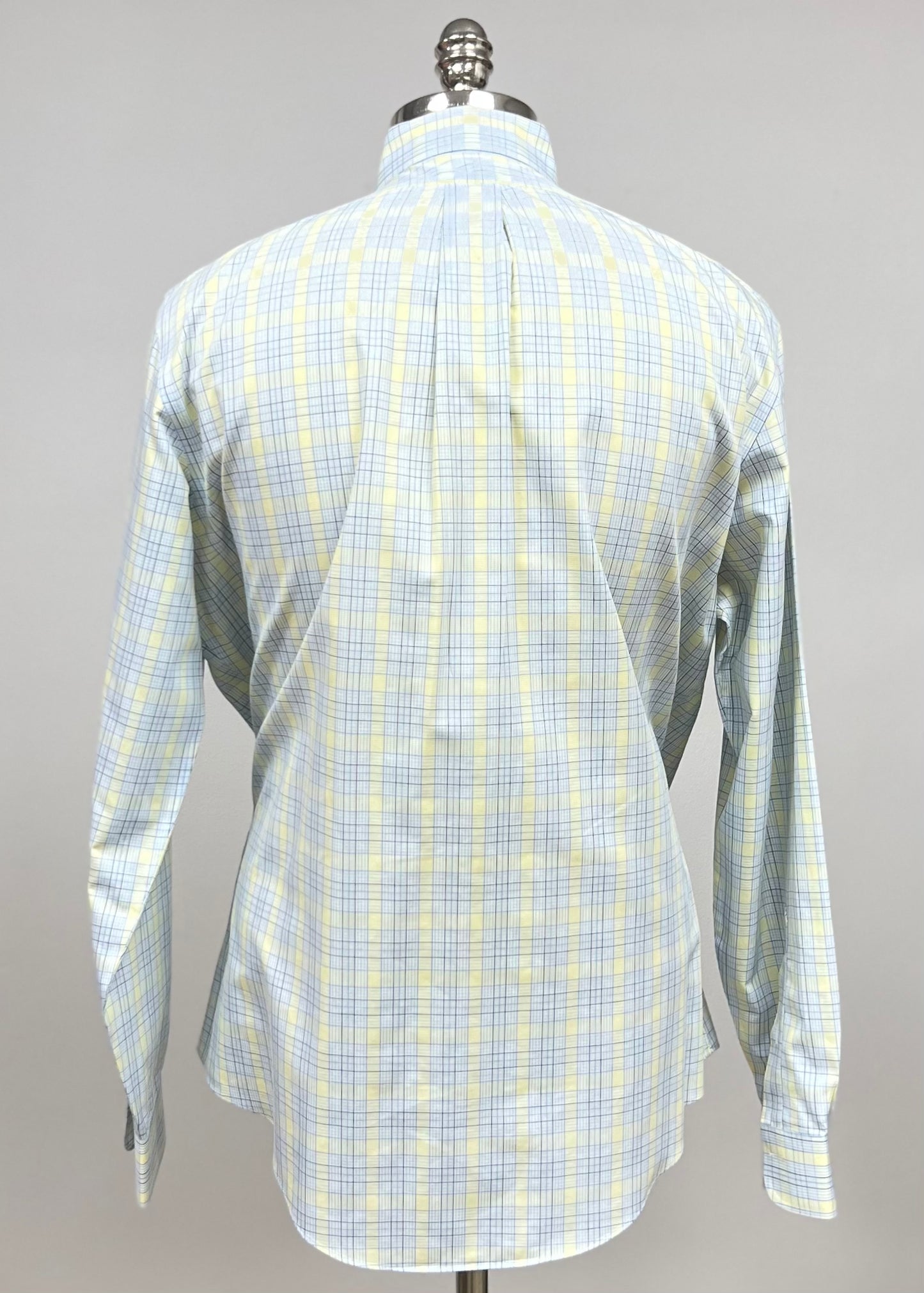 Camisa Brooks Brothers 🐑 color celeste con cuadros tartán en amarillo y negro Talla L Entalle Regular