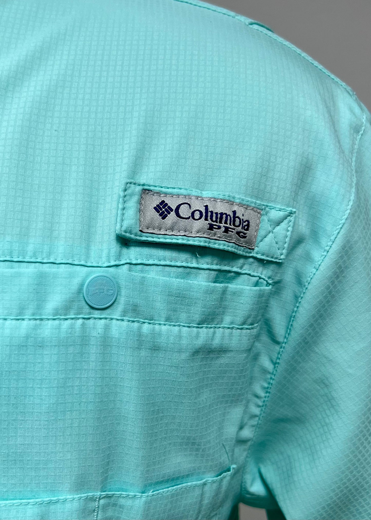 Camisa Columbia 🔹color turquesa con Omni Shade Manga corta Talla XL