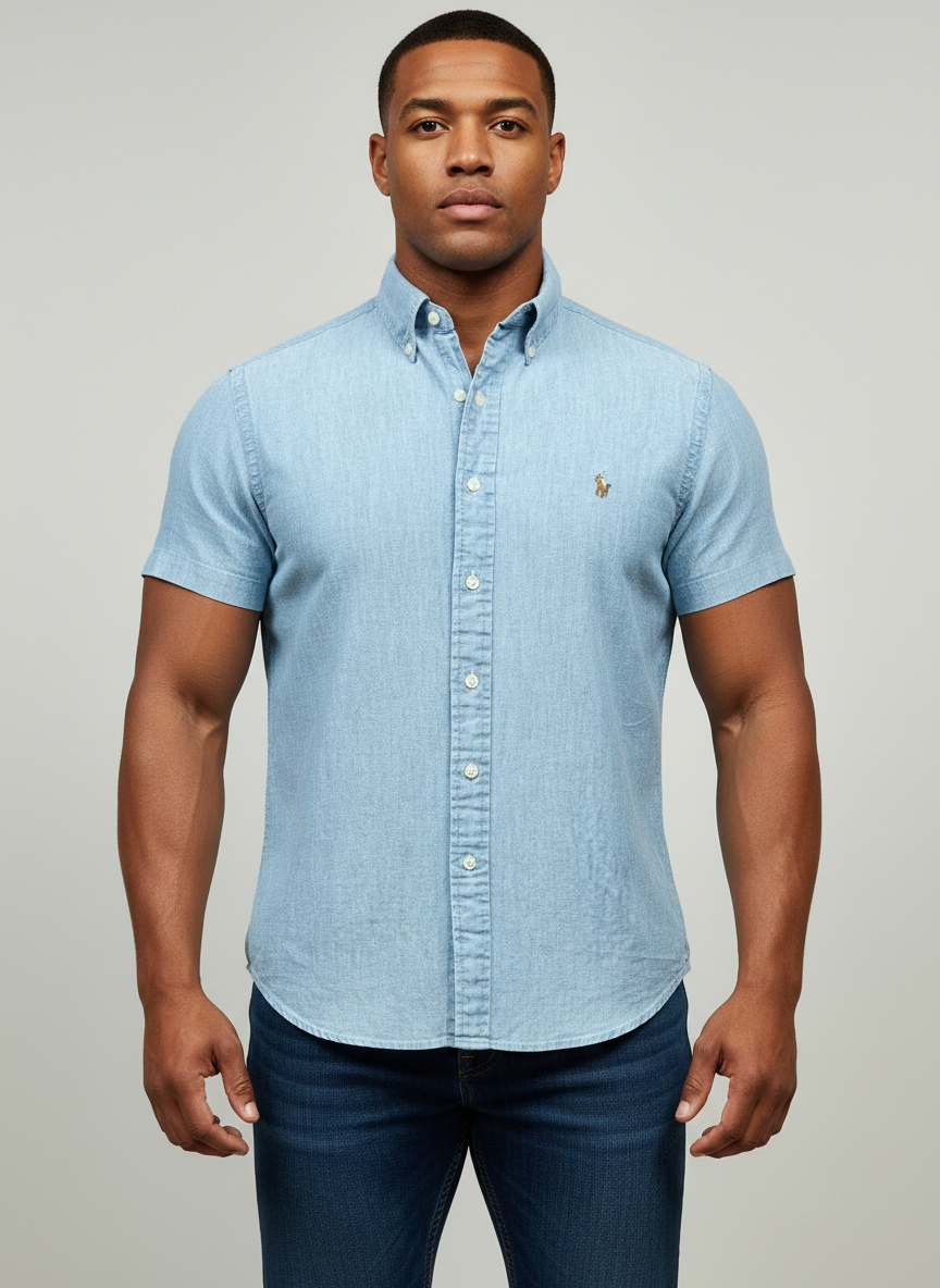 Camisa de botones Polo Ralph Lauren 🏇🏼 de jeans en color Celeste Talla XL Entalle Clásico