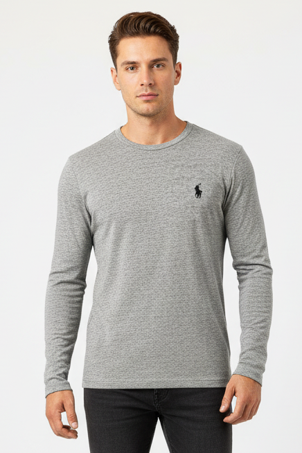 Camiseta cuello redondo Polo Ralph Lauren 🏇🏼 color gris manga larga Talla L Custom Slim Fit