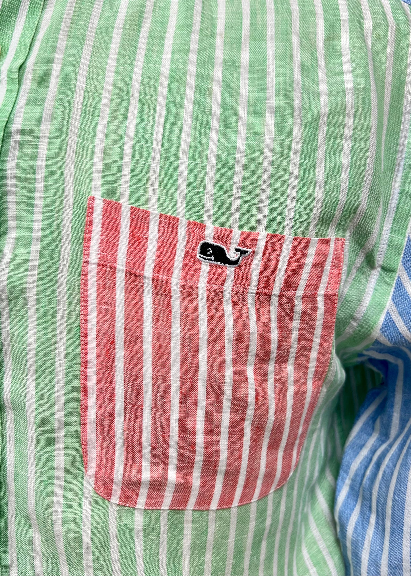 Camisa de botones Vineyard Vines 🐳 De Lino con patrón de rayas multicolor Talla S Entalle Clásico