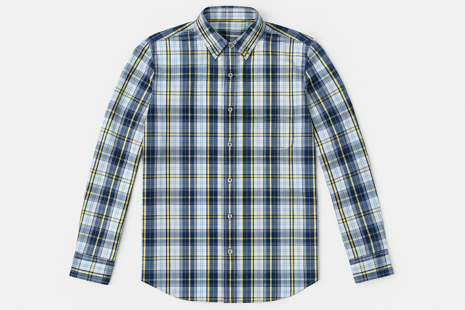 Camisa Nautica ⚓️ color blanco con cuadros en color amarillo y