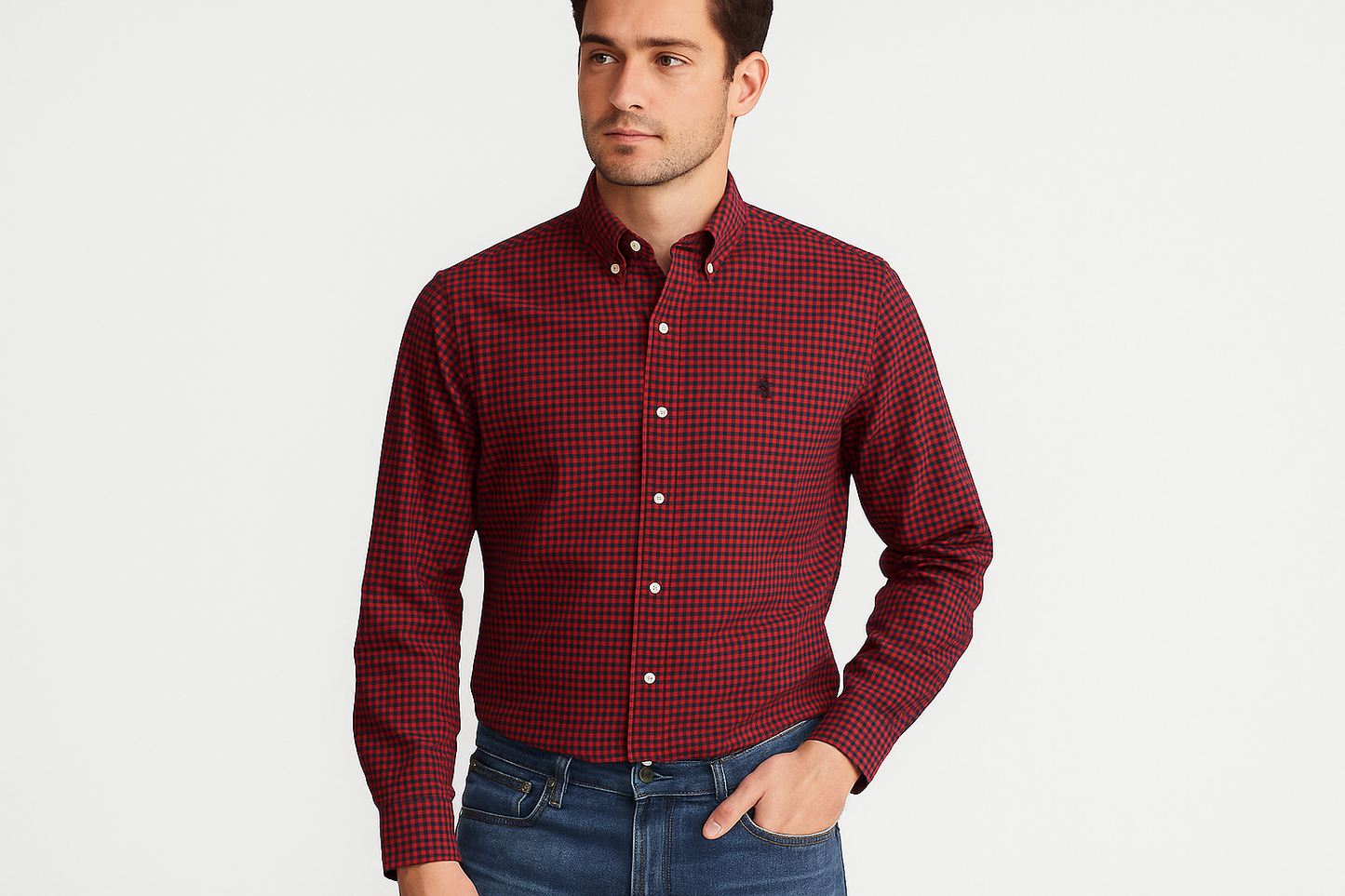 Imagen lifestyle con modelo - cuadros gingham más pequeños