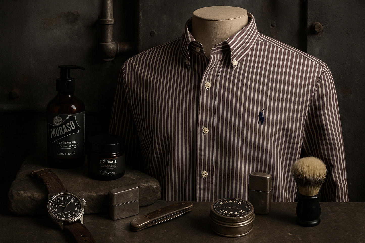 Industrial masculine collage without text