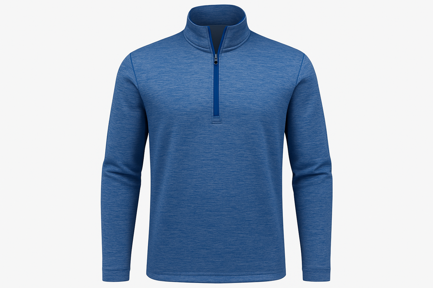 Jersey azul jaspeado con cremallera ghost mannequin