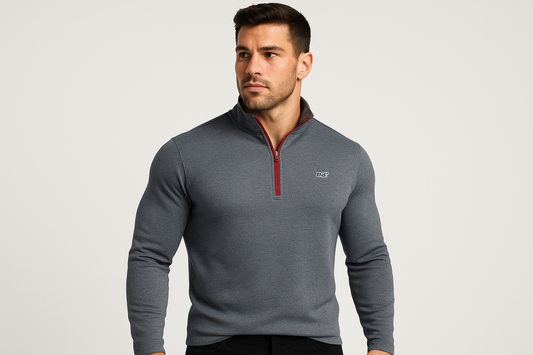 Jersey gris jaspeado Vineyard Vines con modelo atlético