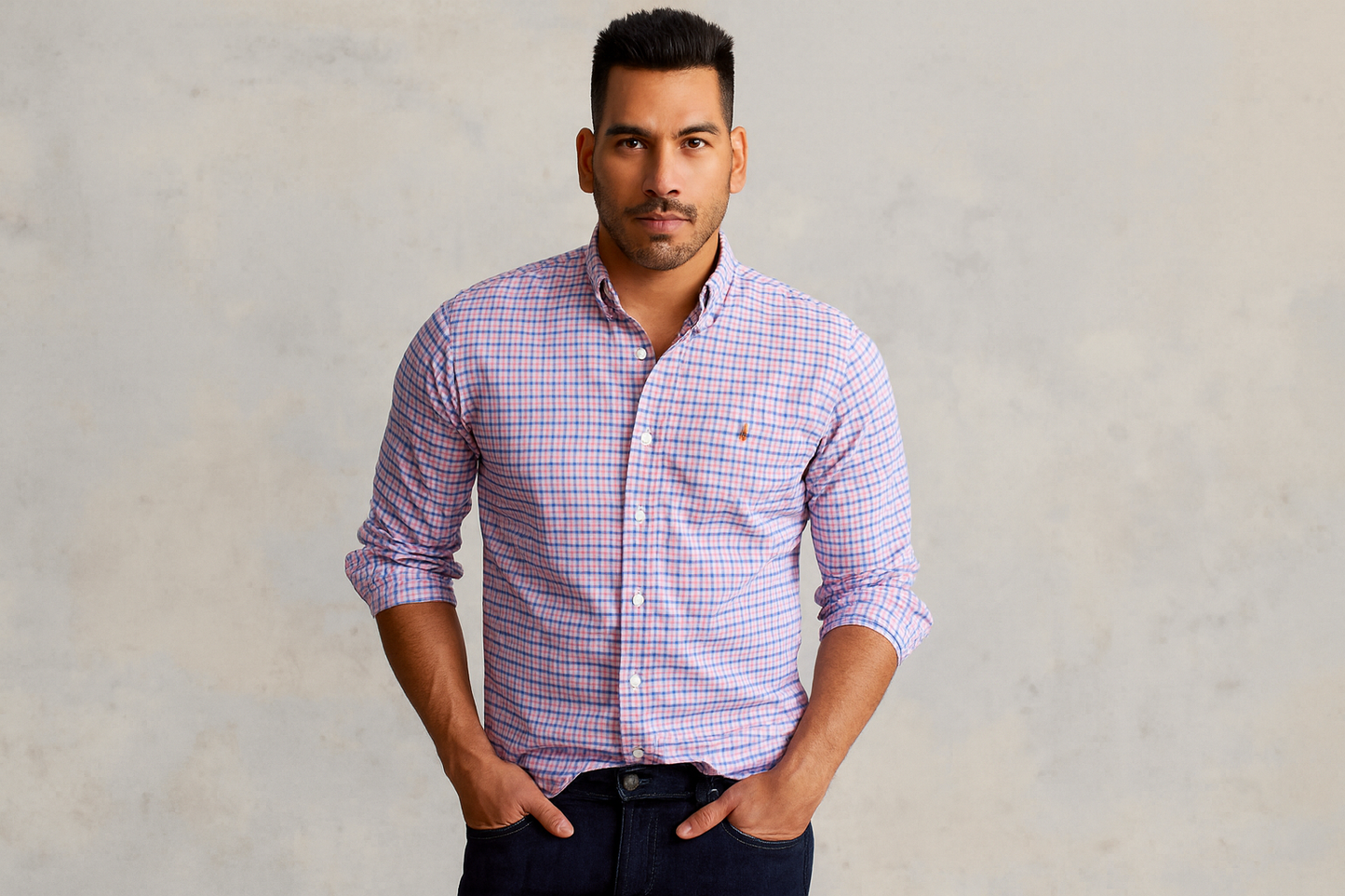 Look 1 - Casual preppy con modelo latino