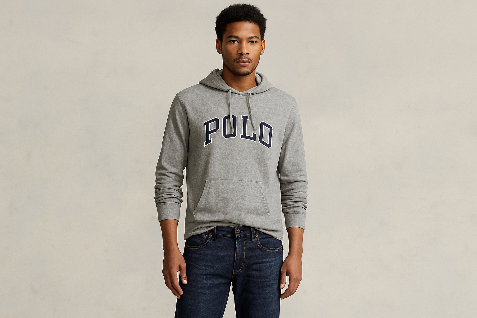 Look 1 repetido: Hoodie Polo con jeans oscuros - Estilo preppy casual