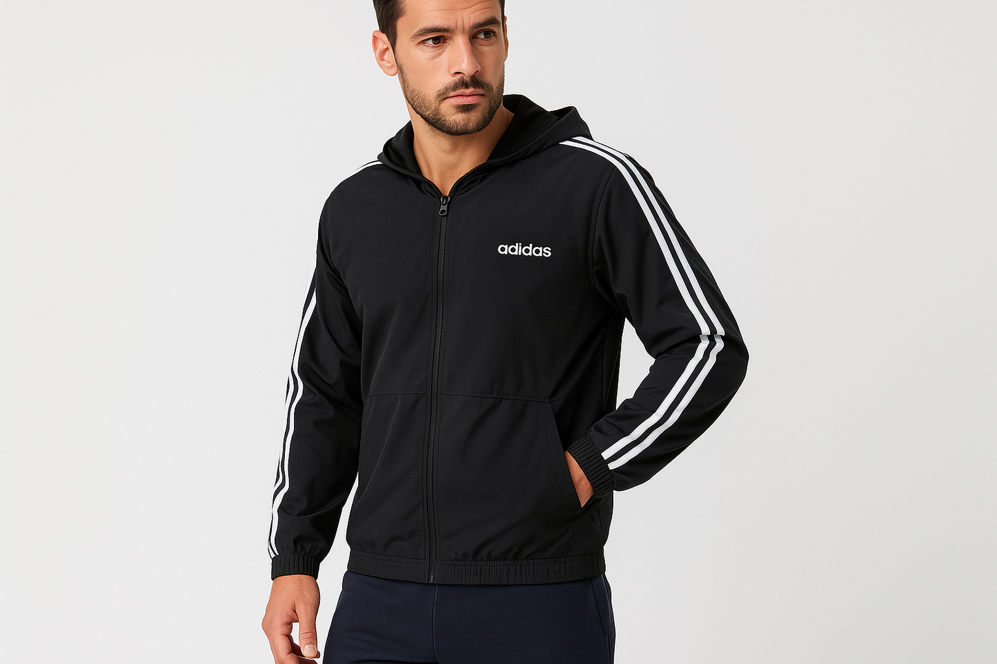 Look 2: Chaqueta Adidas con joggers azul marino - Estilo sporty casual