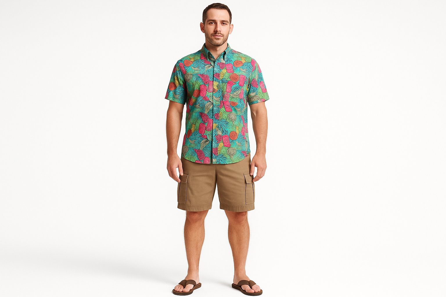 Look 2 - Estilo vacacional con cargo shorts