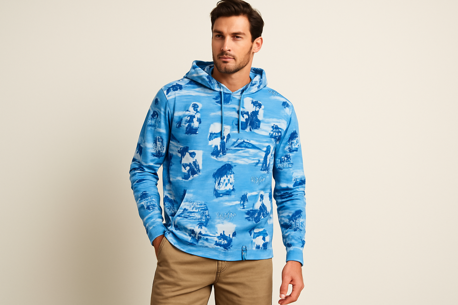 Look 2: Hoodie hawaiana con shorts caqui - Estilo summer casual