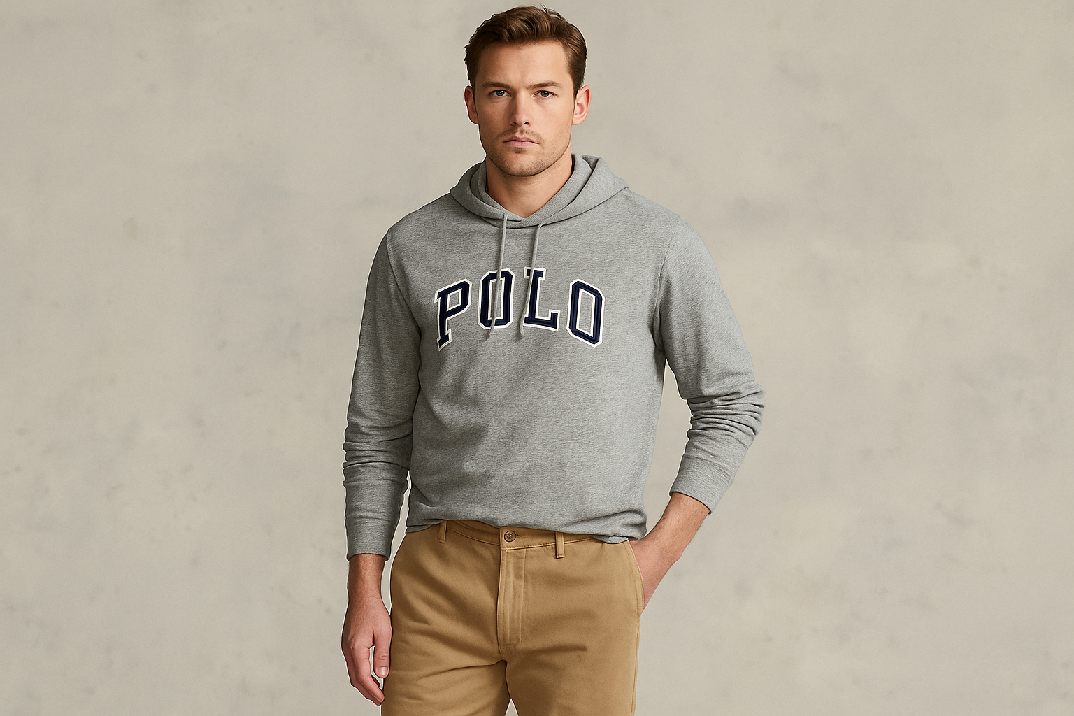 Look 2: Hoodie Polo con chinos caqui - Estilo smart casual