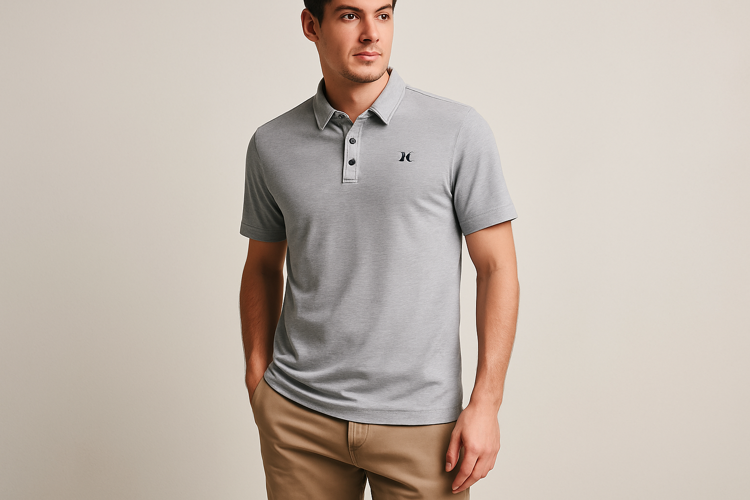 Look 2: Polo Hurley rayada con chinos caqui - Estilo smart casual