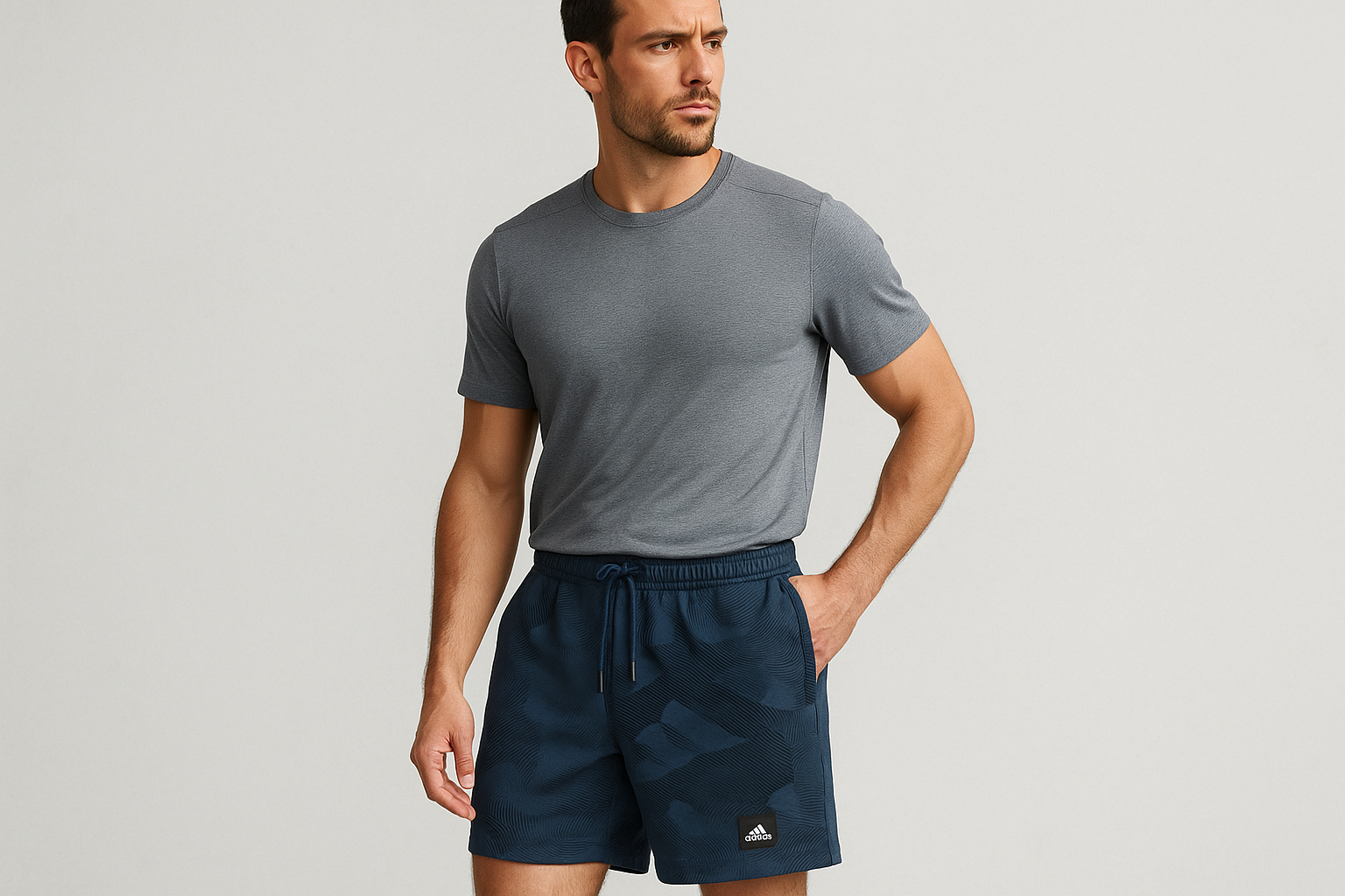 Look 2: Shorts con camiseta gris - Estilo entrenamiento atlético