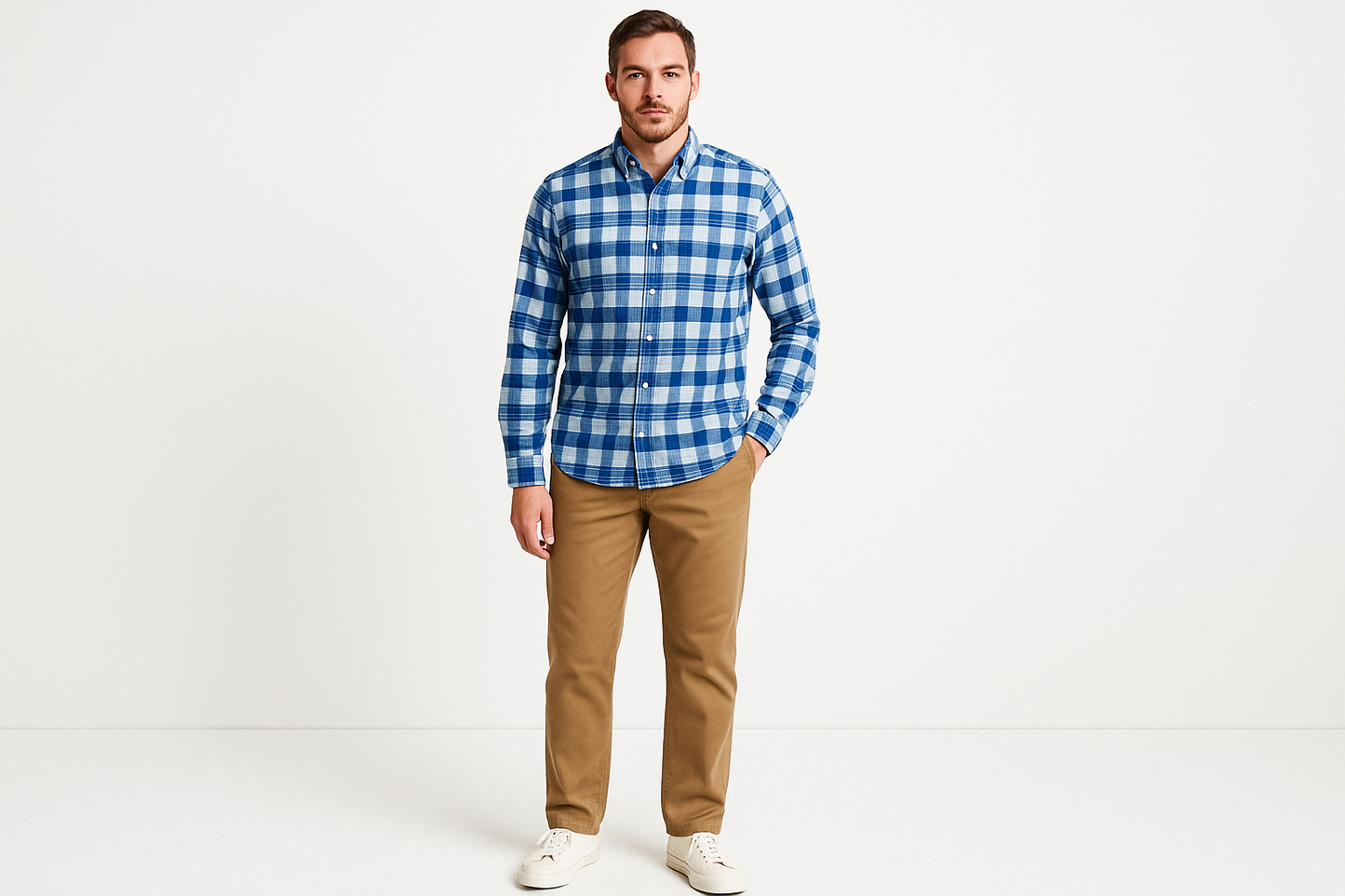 Look 2 - Smart casual con chinos khaki y sneakers