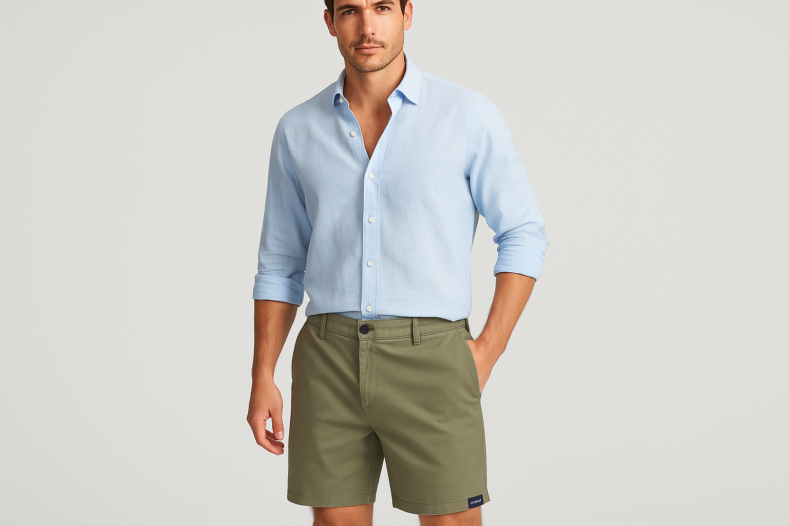 Look 3 - Camisa azul claro desabotonada