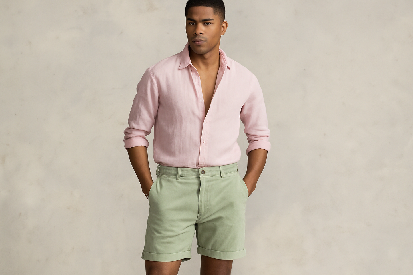 Look 3 - Camisa rosa claro desabotonada
